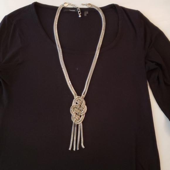 Vintage Jewelry - Celtic Knot weave Silver tone Necklace